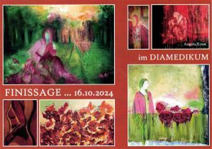 Das Bild zeigt eine Einladung zur Finissage der Künstlerin Angela Ernst