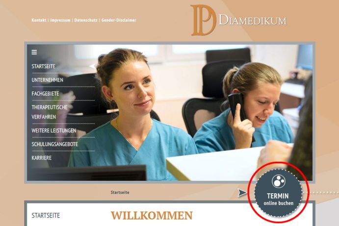Auf der DIAMEDIKUM Webseite können Sie online einen Termin buchen.